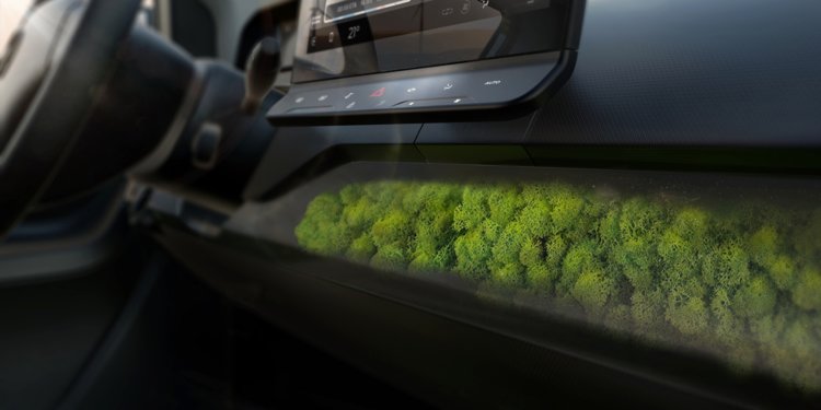 This 'self-charging' electric car has a dashboard filled with dead moss to clean the air