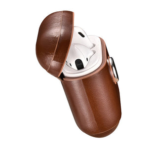 Leather Earphone Case Gyro Box For AirPods Brown