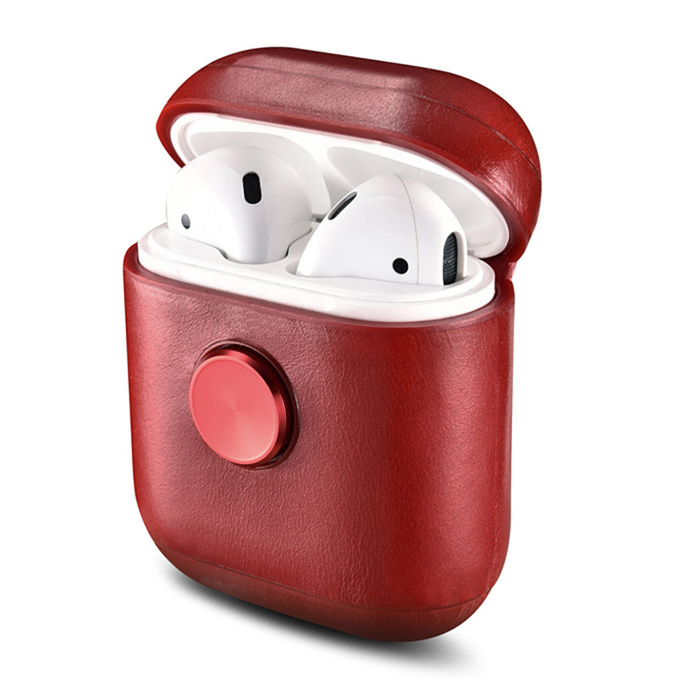 Leather Earphone Case Gyro Box For AirPods Red